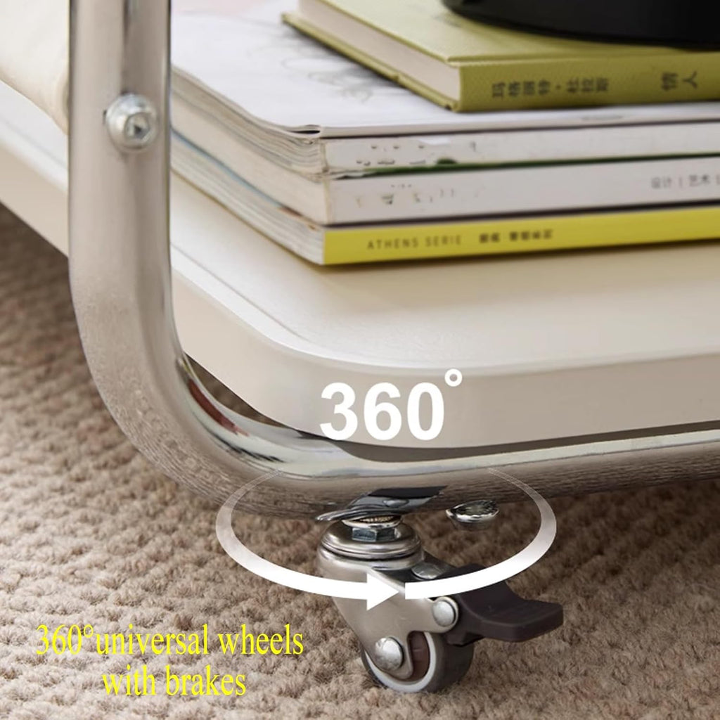 Living Room Side Table with Wheels