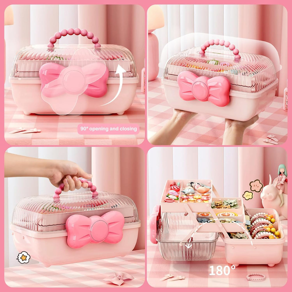 3-Layer Multipurpose Storage Box Cute Girls Hair Accessories Tackle Box (Box Only)