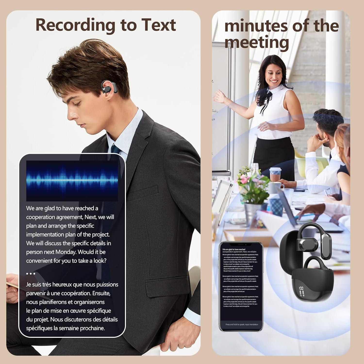 Translation Earbuds, Real-Time 3-in-1 Language Translator Device