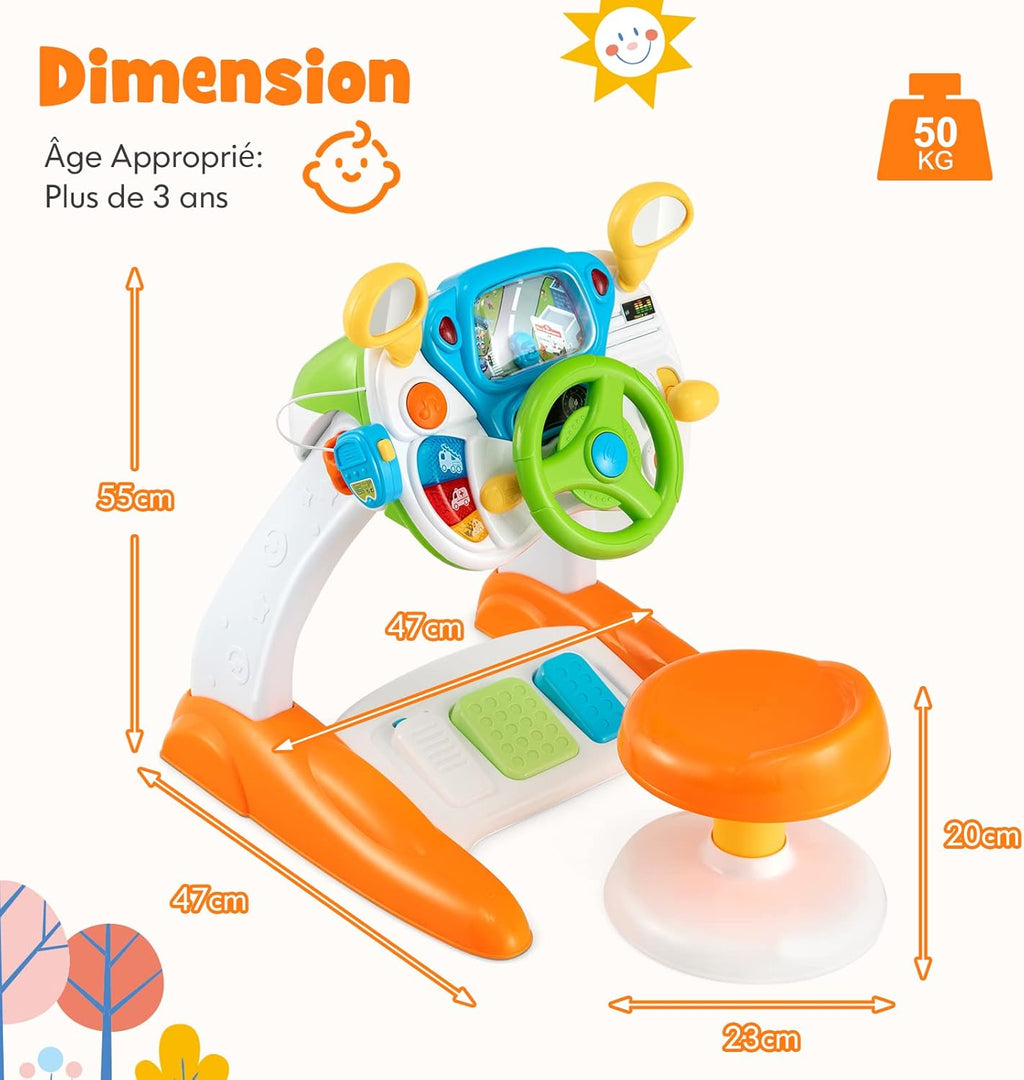 Simulation Car Drive with Steering Wheel Toys Baby Early Childhood Educational