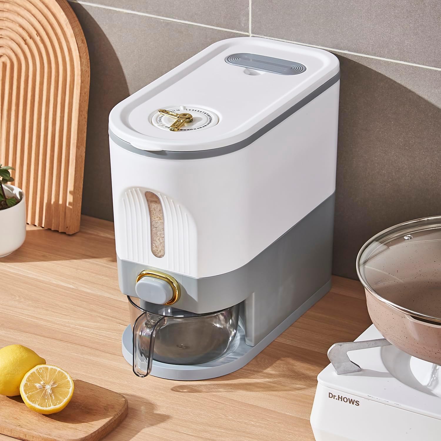 Rice Dispenser, 11 Lbs Grain Container Storage with Lid