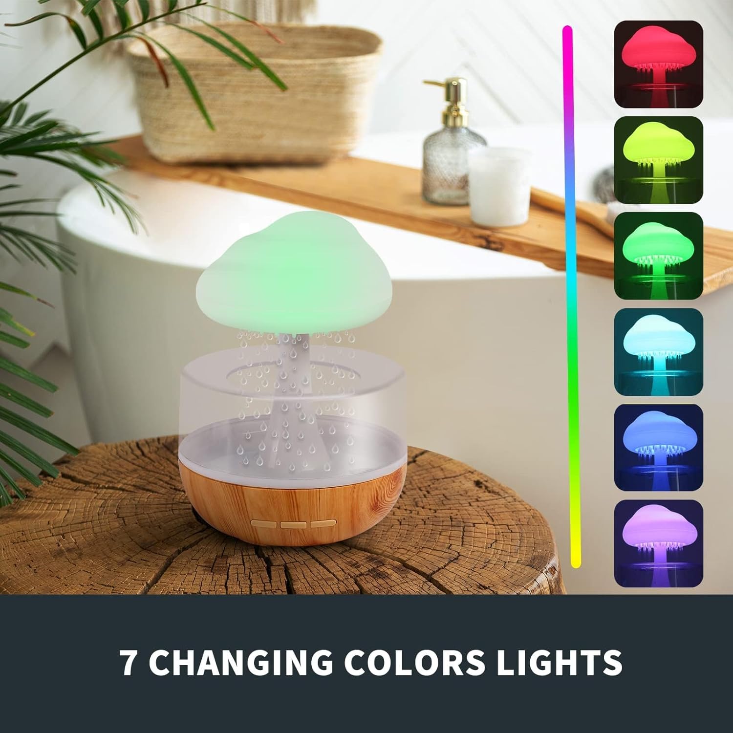 Rain Cloud Humidifier, Rain Cloud Night Light, Diffuser Humidifier with 7 Colors LED Lights