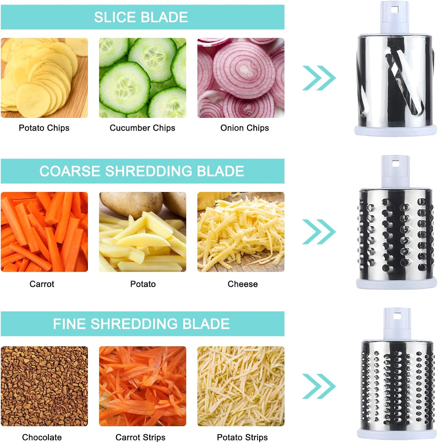 3 in 1 Round Drum Mandolin Manual Food Chopper