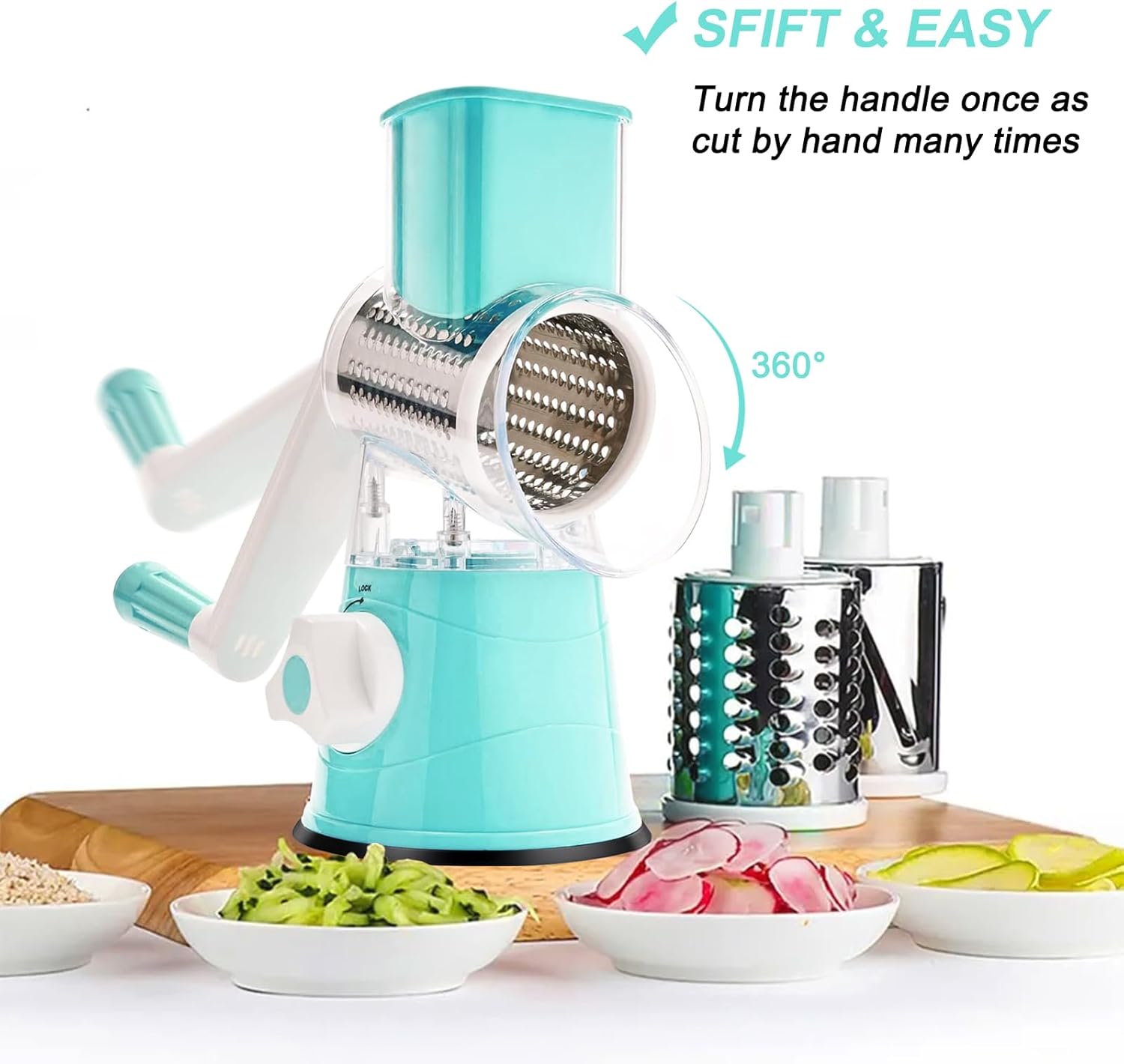 3 in 1 Round Drum Mandolin Manual Food Chopper