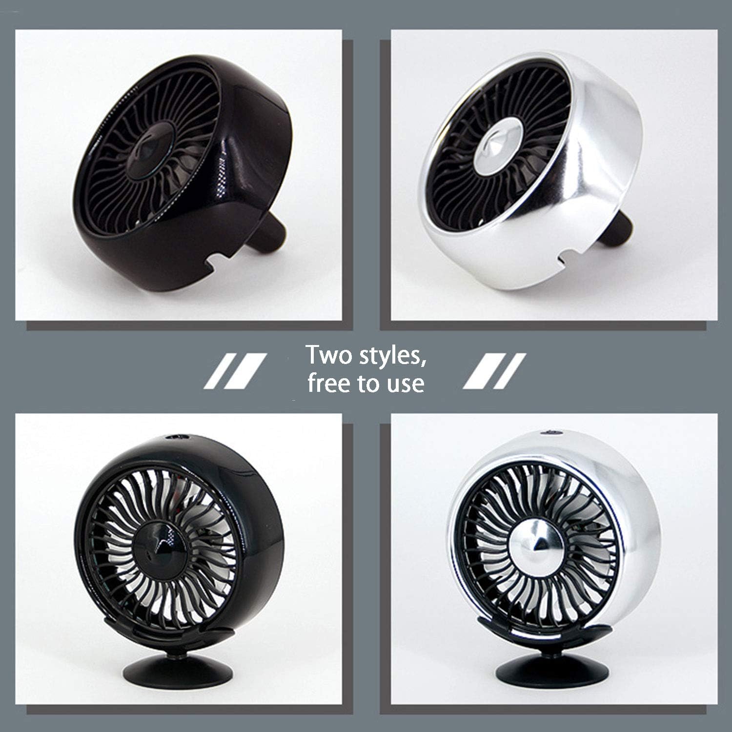 Mini Fan for Car Air Vent Mount with LED Light