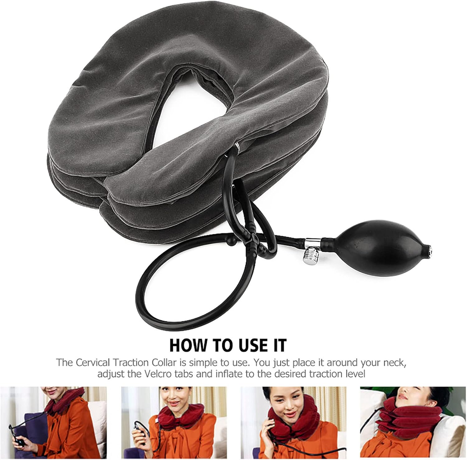 Cervical Neck Traction Device Inflatable Neck Stretcher, Chronic Neck and Shoulder Pain
