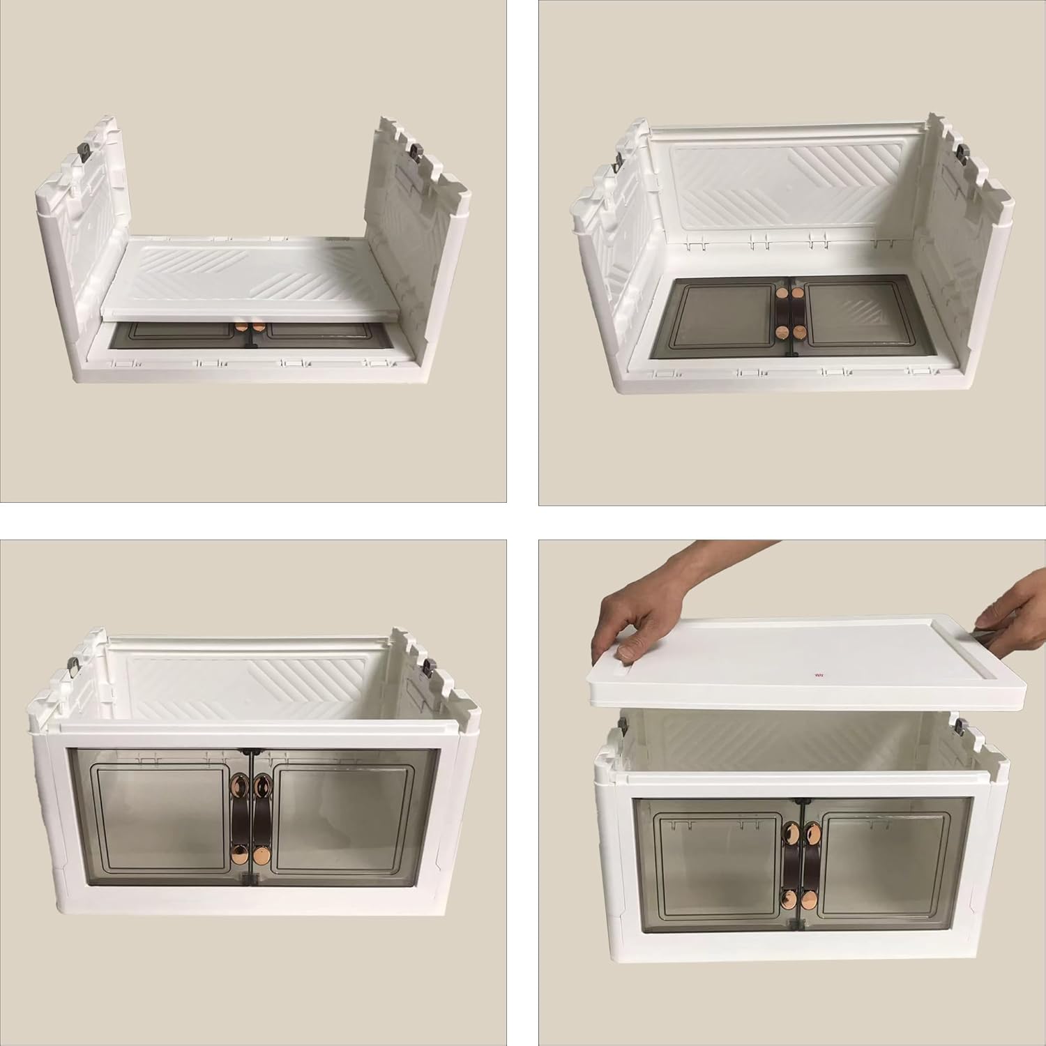 Plastic Storage Cabinets with Wheels, 4 x 63L Room Organizer