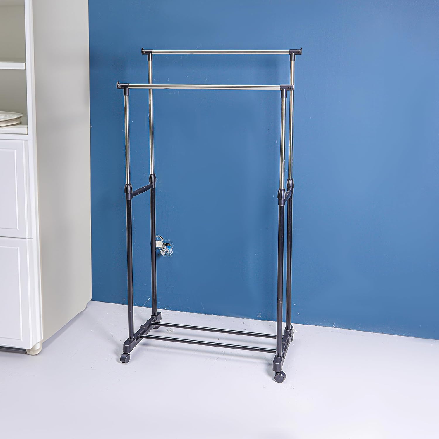 Double Rail Clothes Rack | Metal freestanding Clothes rail for display and storage