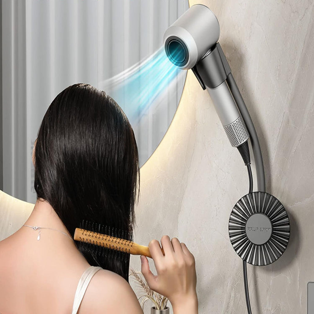 Rotating Adjustable Hands Free ABS Wall Mount Hair Dryer Holder