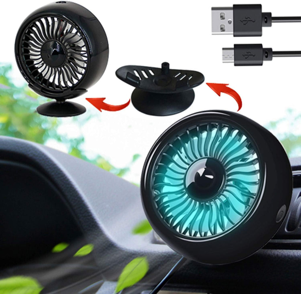 Mini Fan for Car Air Vent Mount with LED Light