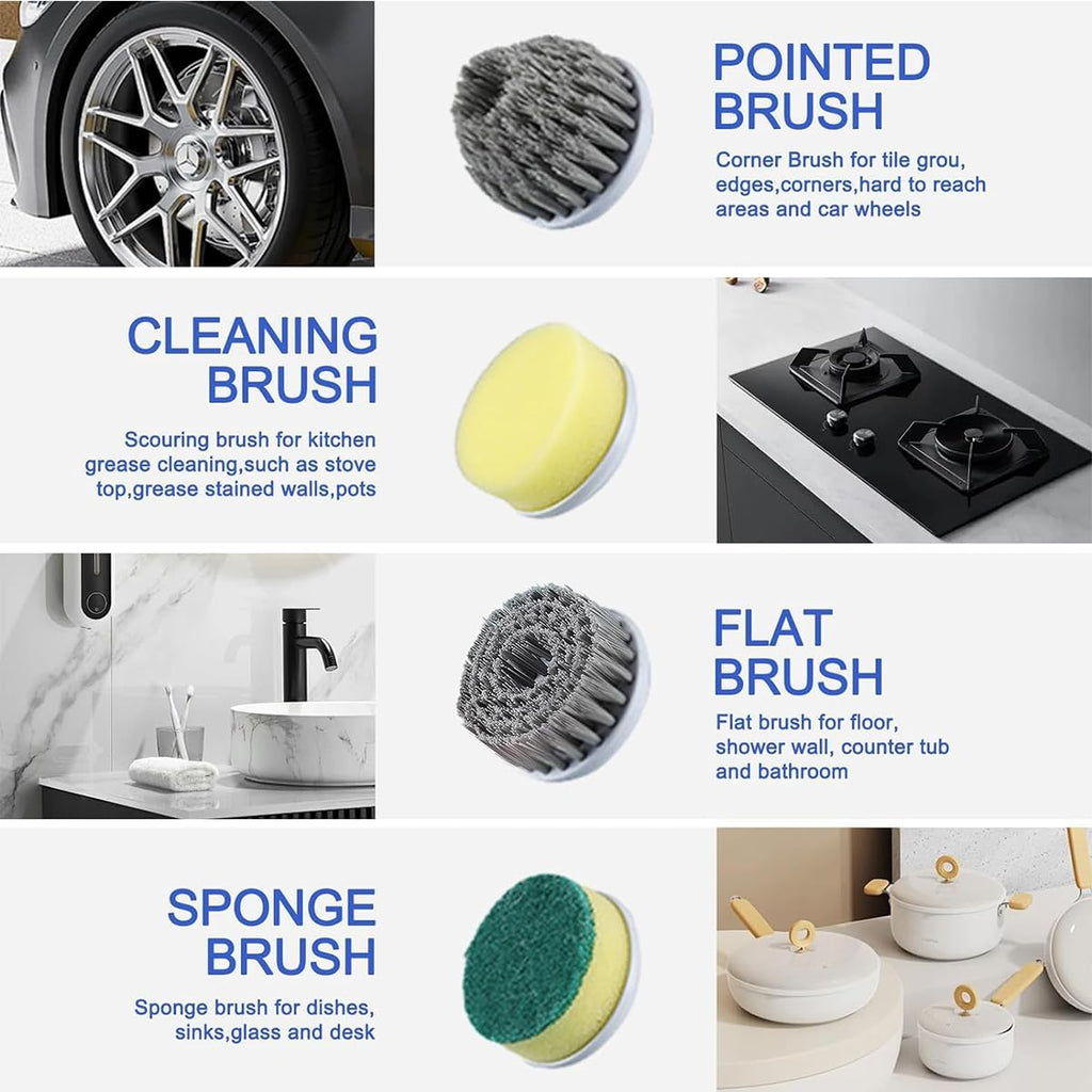 Multifunctional Electric Brush for Cleaning with LED Indicator and 5 Brush Heads