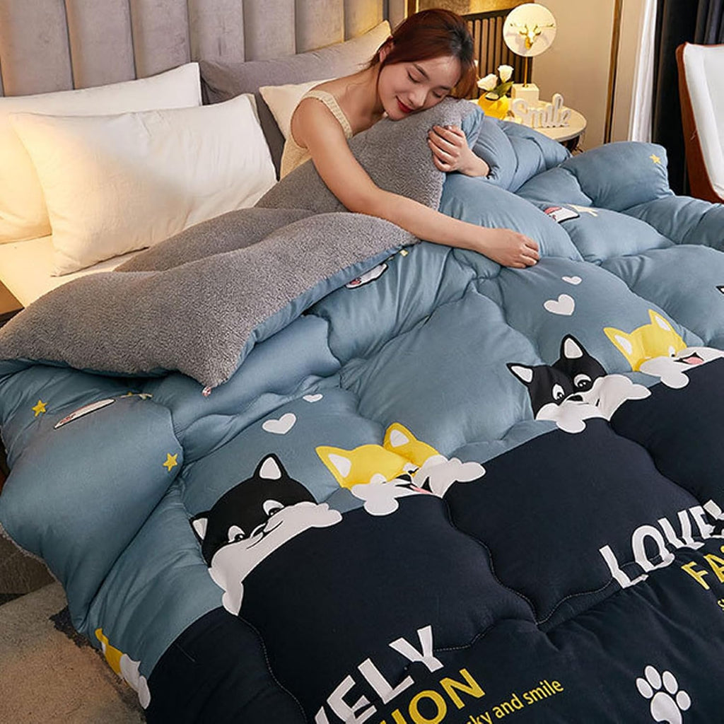 Sherpa Fleece Comforter, Fluffy Plush Breathable Warm Quilt
