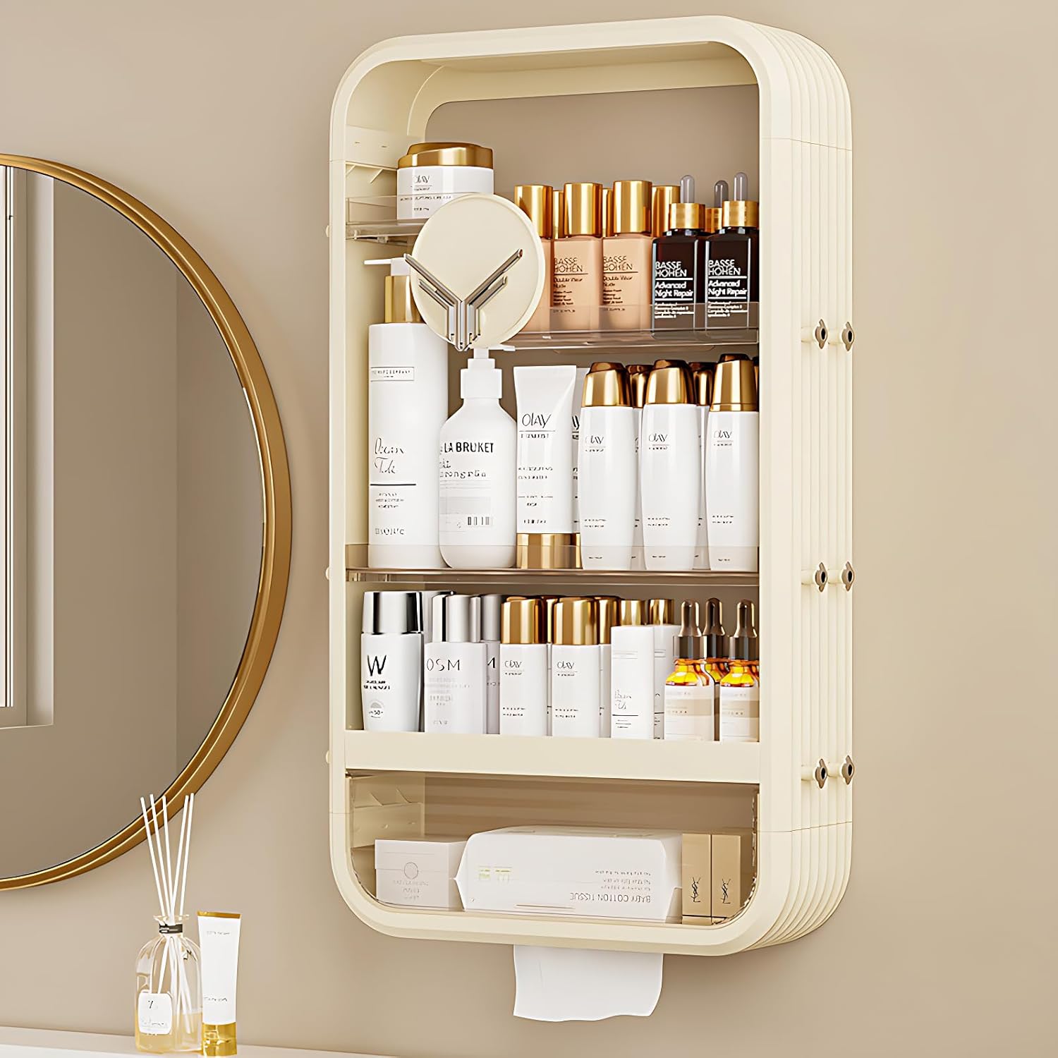 Makeup Storage Organizer, 5-Tier Makeup Shelf Organizer for Wall