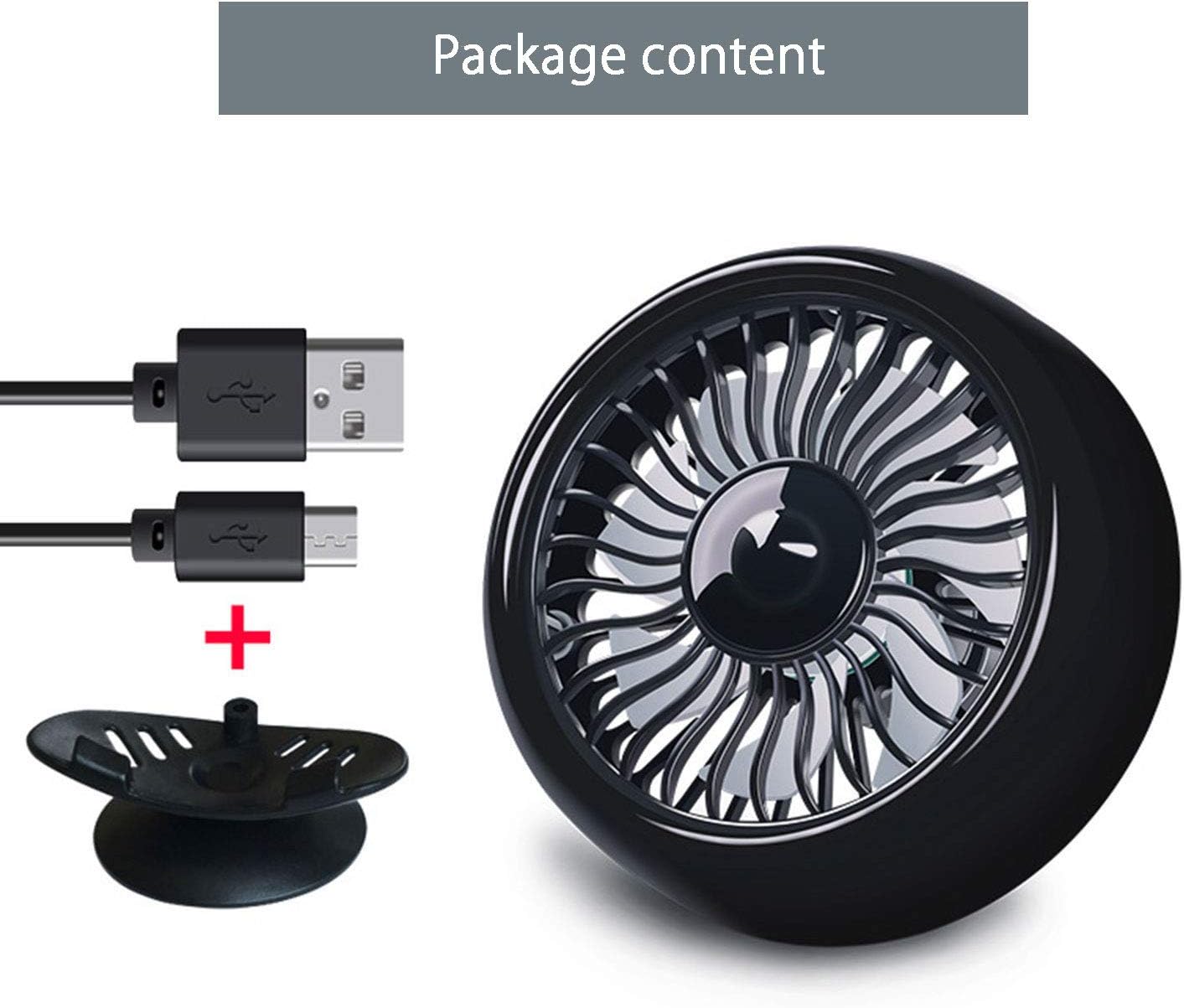 Mini Fan for Car Air Vent Mount with LED Light