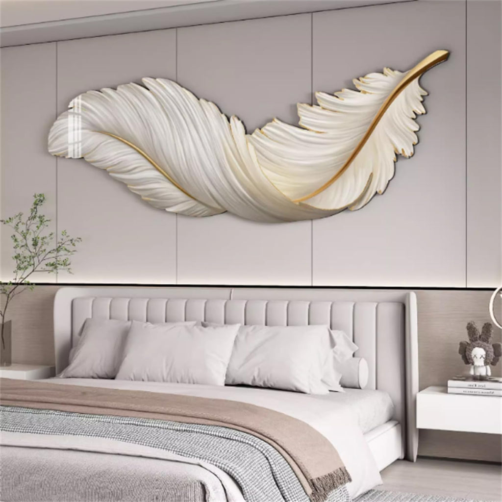 Feather Wall Decor with Light, LED Lighted Feather Wall Sculpture