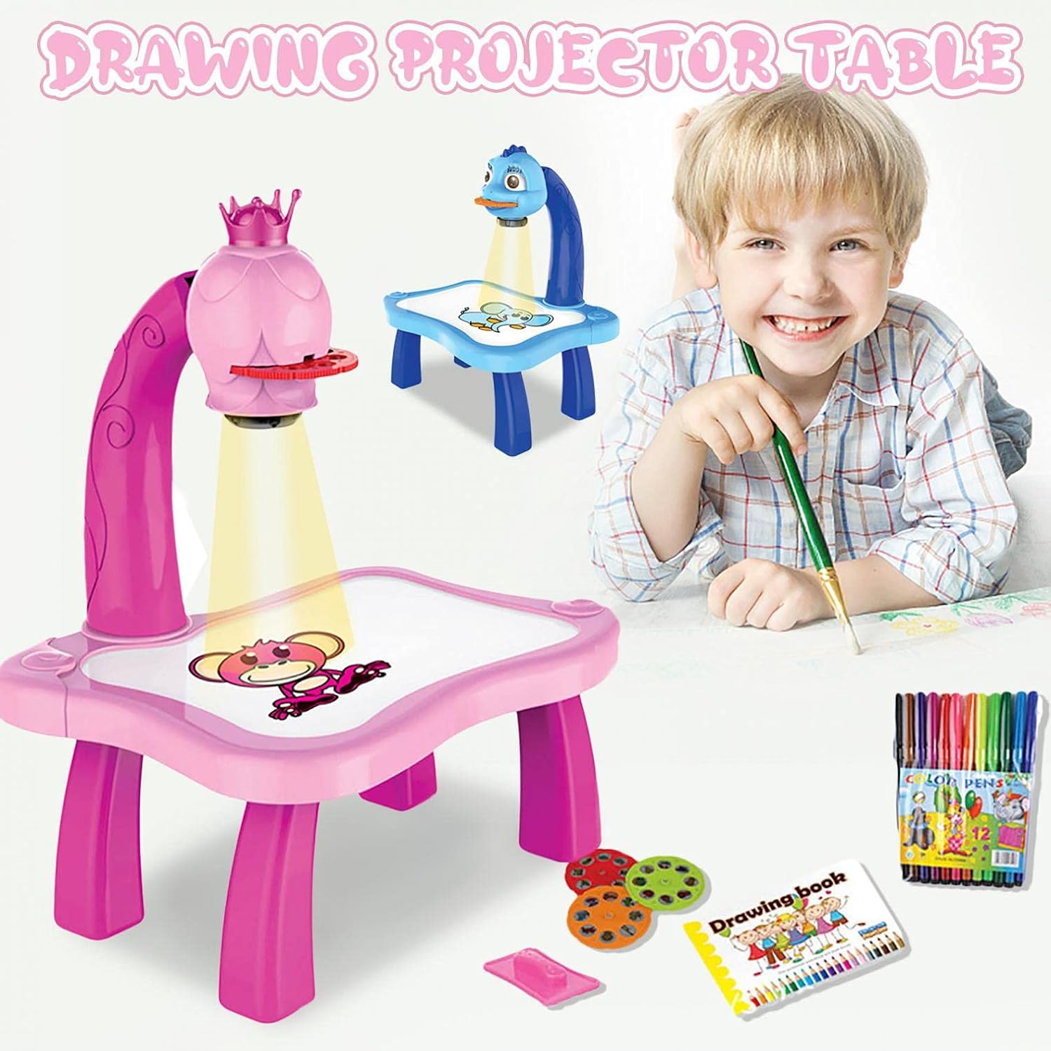 Projector Painting Toy with Light & Music | Child Smart Projector Desk