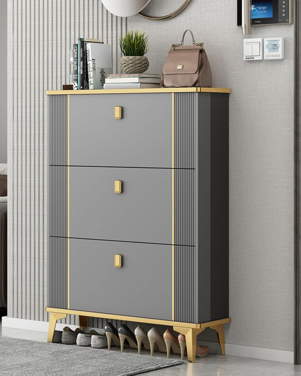 Tipping Shoe Cabinet, Shoe Rack Storage Cabinet For Entryway