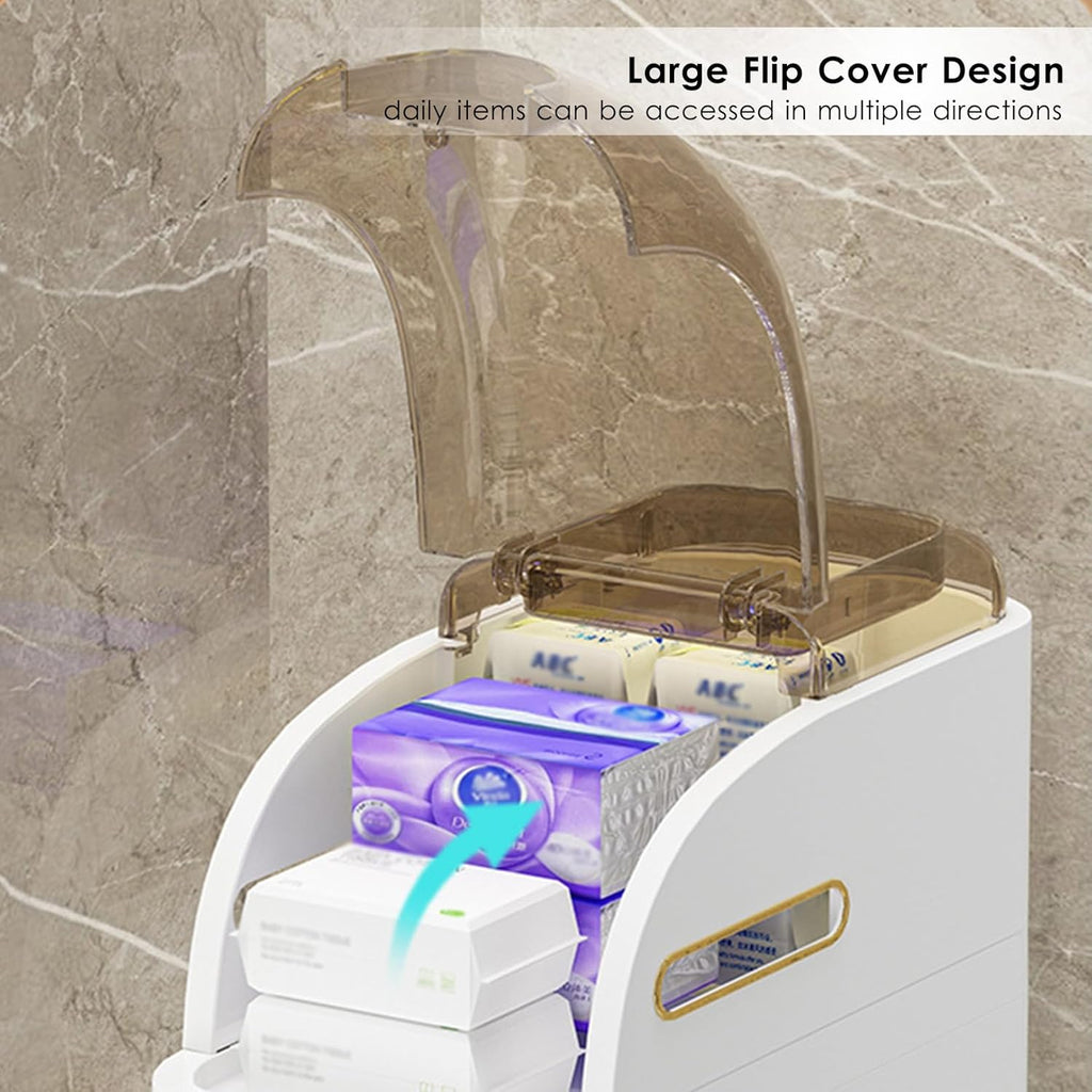 Slim Bathroom Storage Cabinet with 4 Tiers