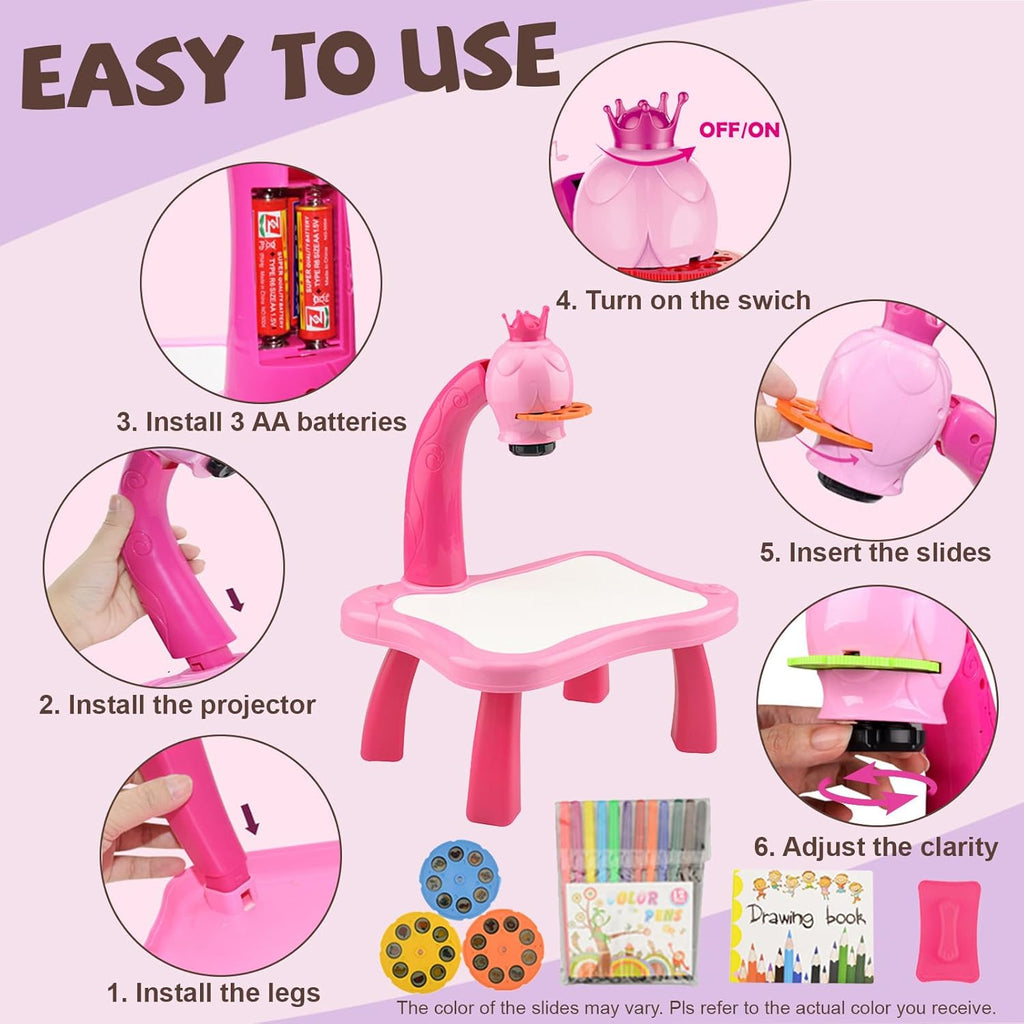 Projector Painting Toy with Light & Music | Child Smart Projector Desk