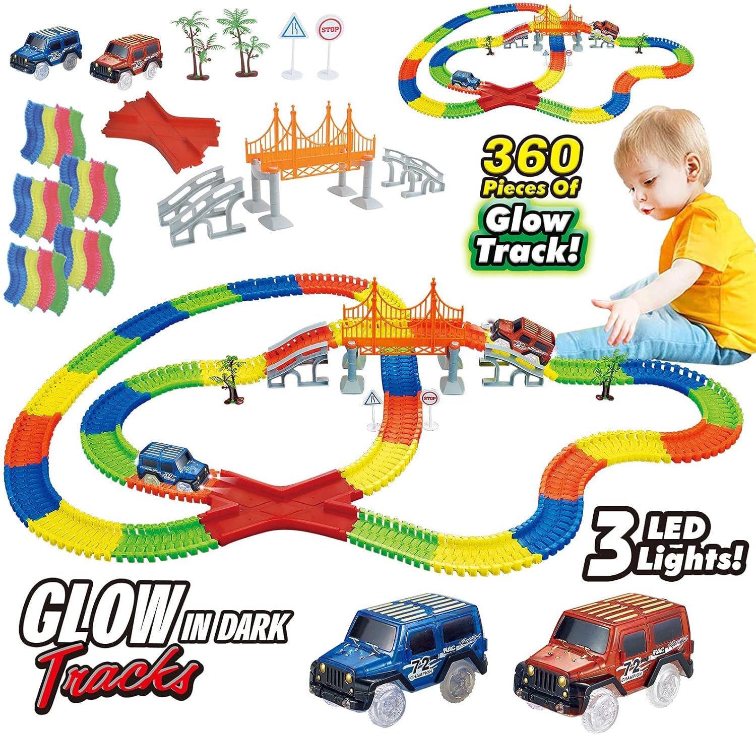 Glow Race Tracks Toy with 2 LED Light Race Cars | Limited stocks available