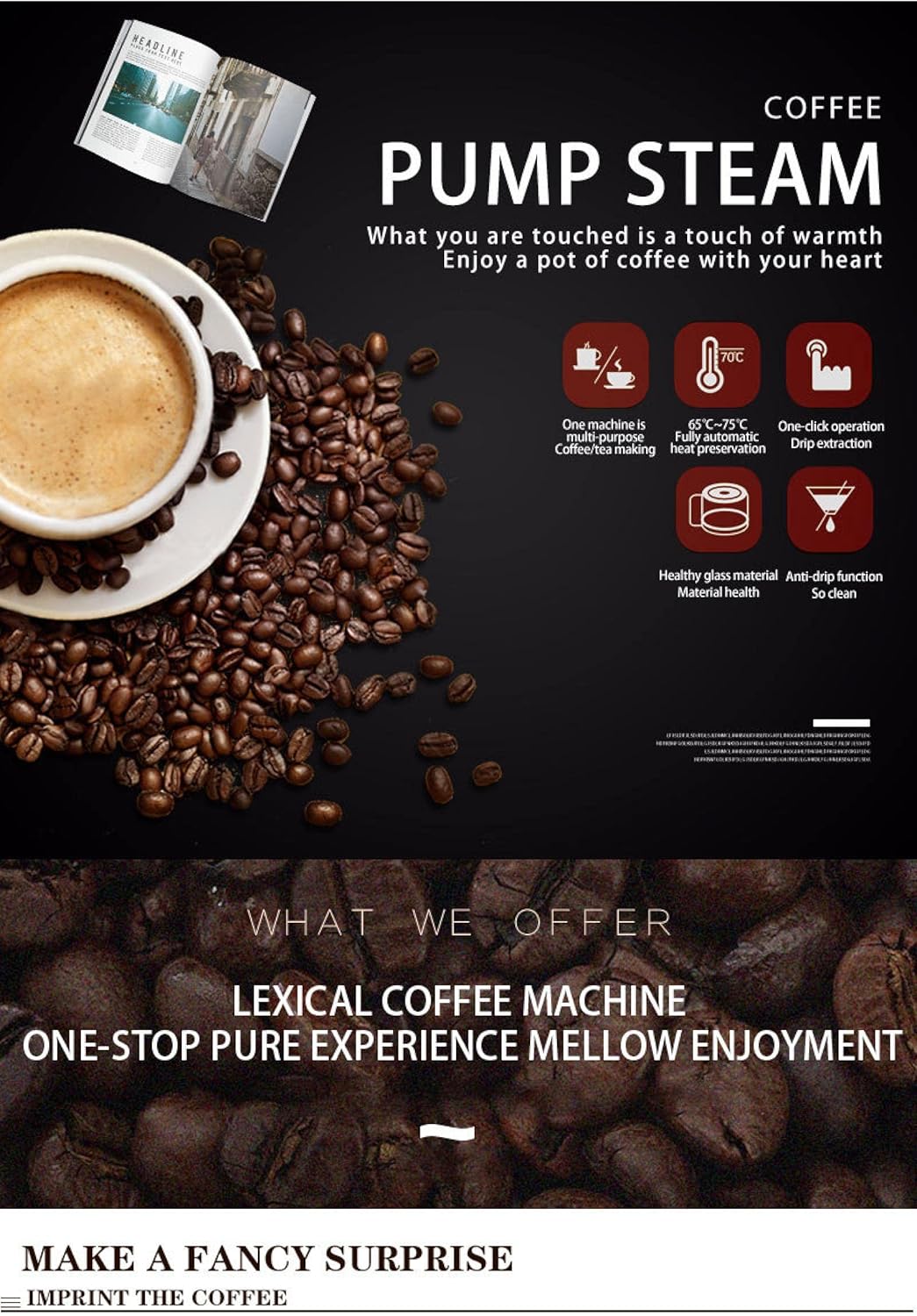 15Bar Steam Espresso Coffee Machine 1.6L | Delivery: 2 to 3 business days | Limited stocks available | Hurry before Sold Out