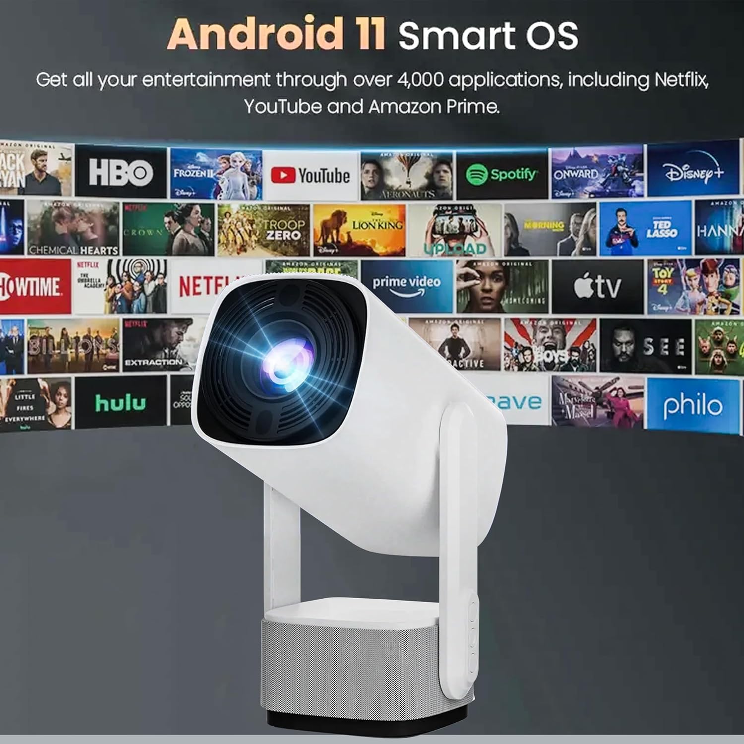 Portable Mini Cinema Rechargeable 4K Projector | 50000 Lumens | 150 Inches Screen Display