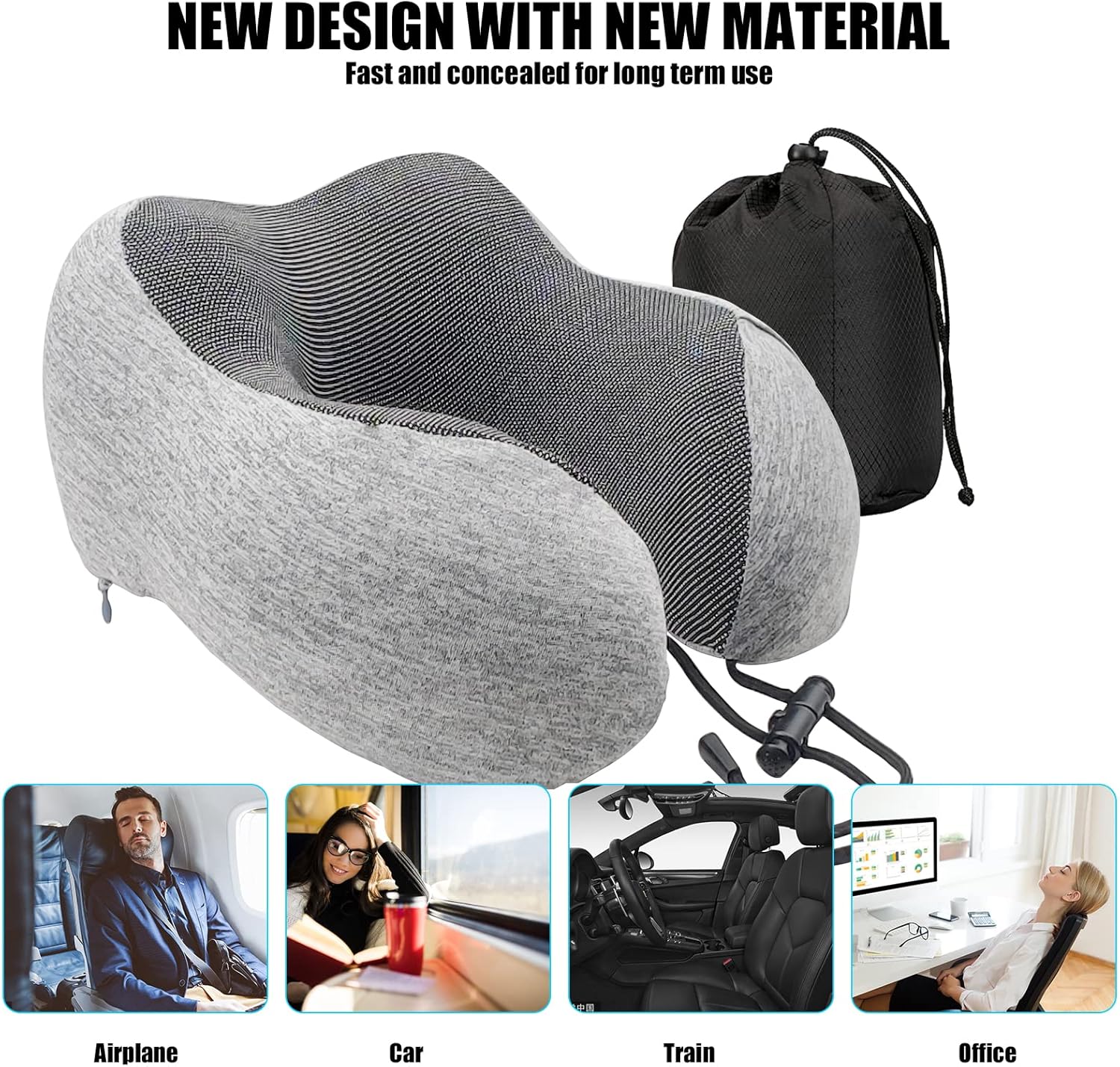 Travel Pillow 100% Pure Memory Foam Neck Pillow | Airplane Travel Kit Home Office Car &amp; Home Use