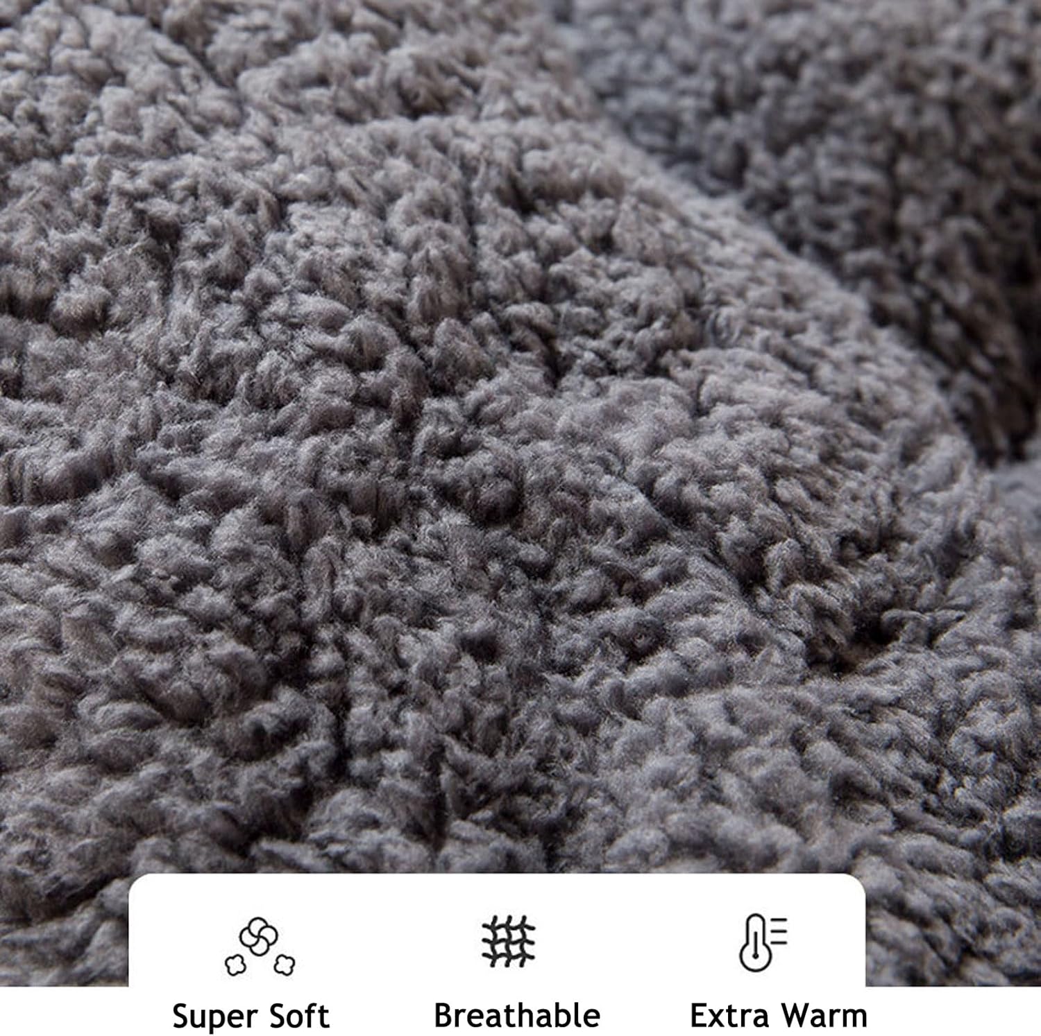 Sherpa Fleece Comforter, Fluffy Plush Breathable Warm Quilt