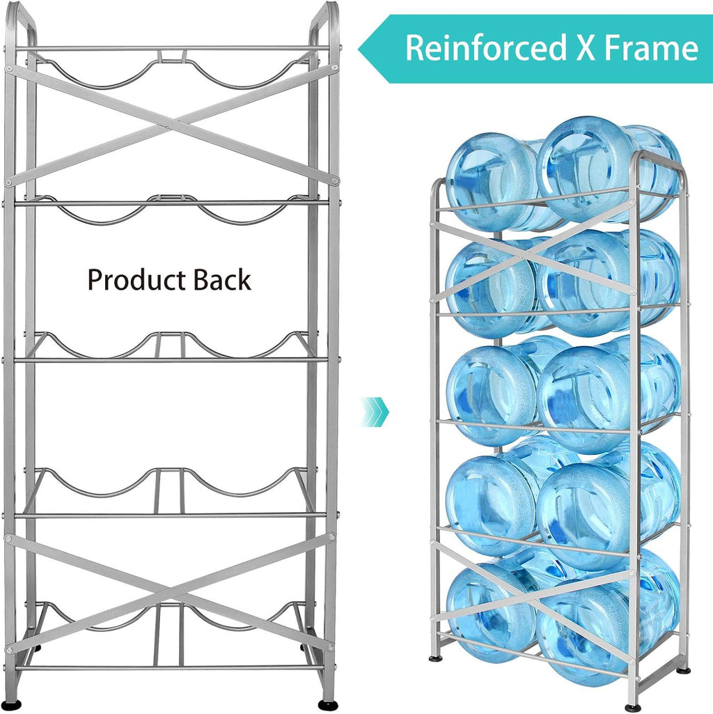 5 Tiers Heavy-Duty Water Cooler Jug Rack - 10 Bottles Holder