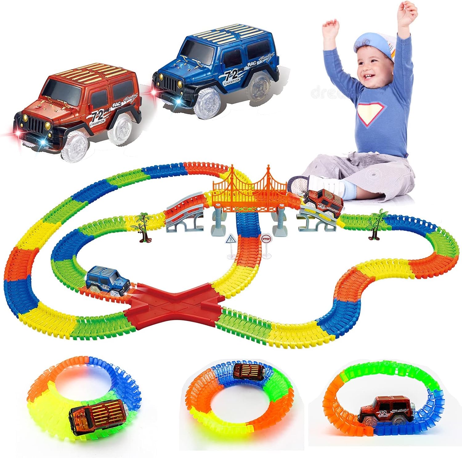 Glow Race Tracks Toy with 2 LED Light Race Cars | Limited stocks available