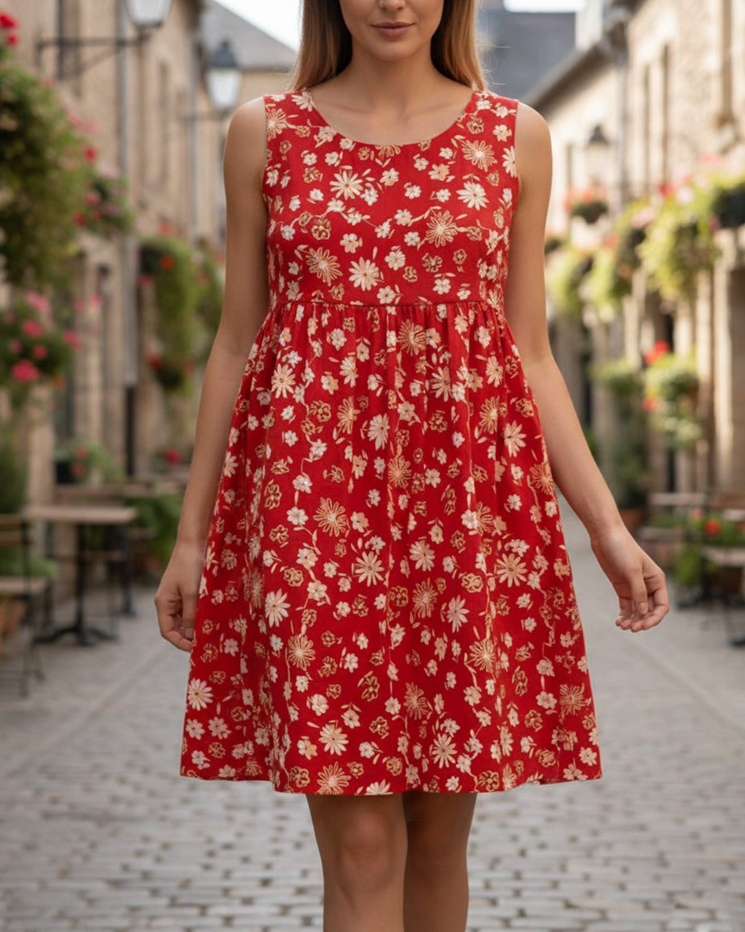 Ukay Find! Red Floral Sleeveless Dress