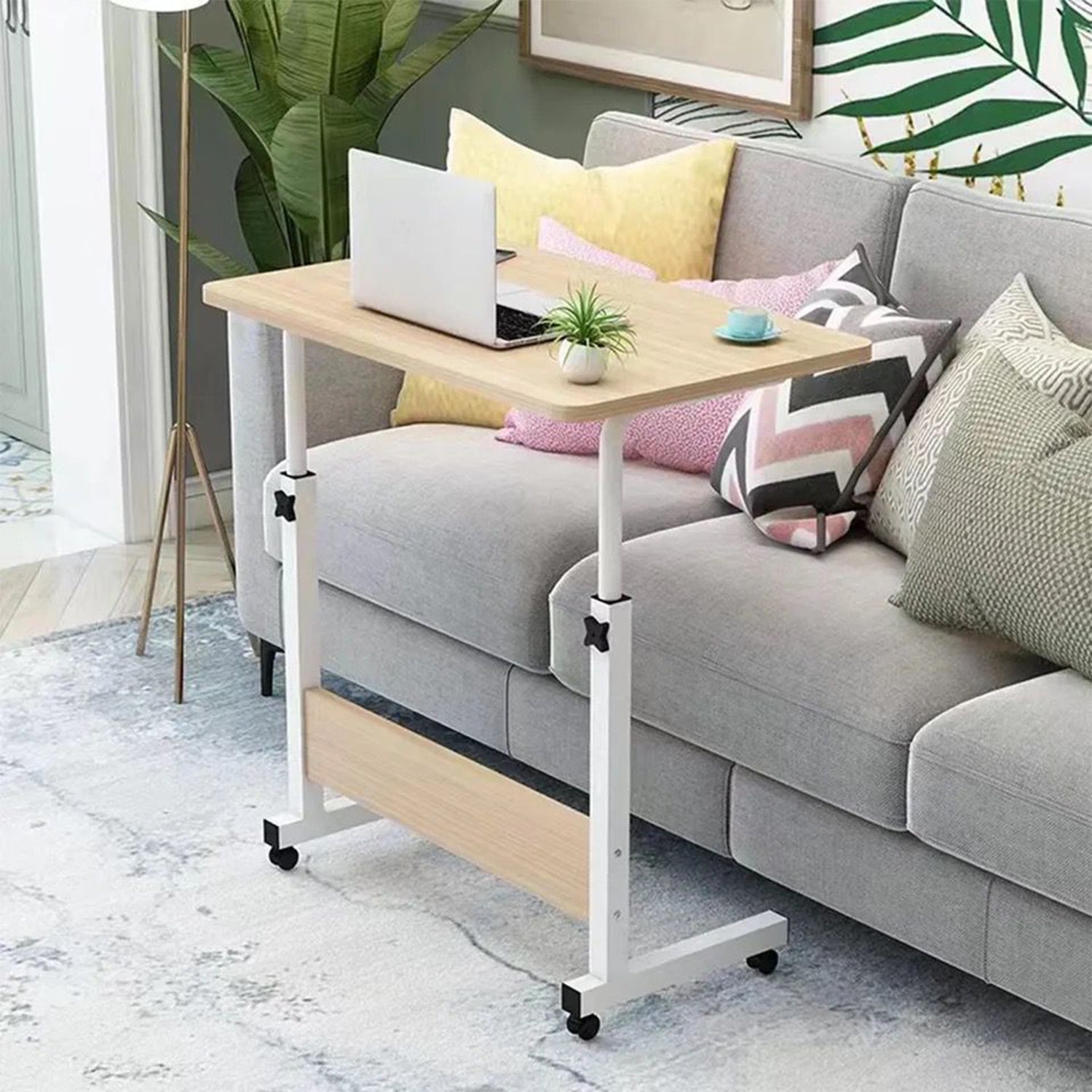 Adjustable Overbed Laptop Table with Wheels-KYAMSTORE
