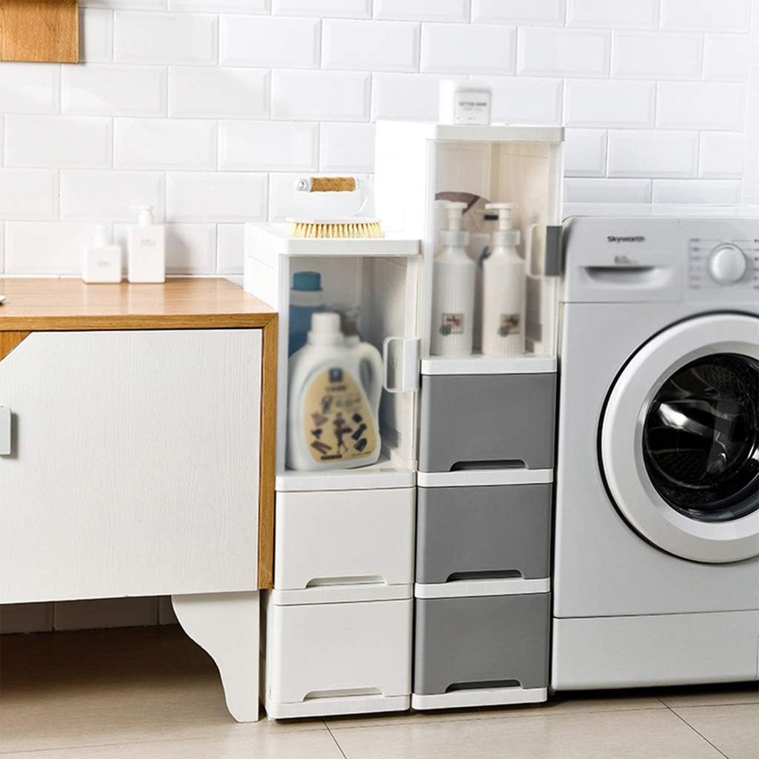 Compact Storage Cabinet with Drawer-KYAMSTORE