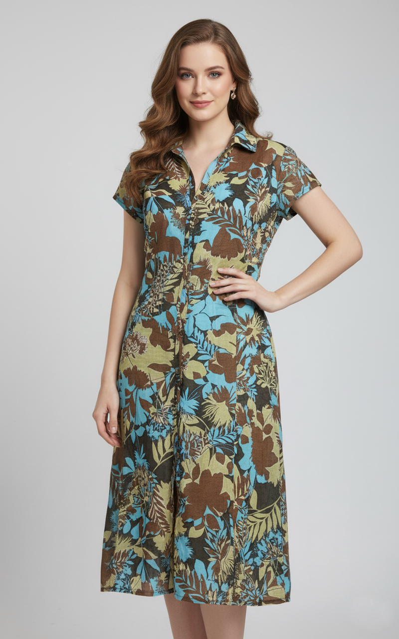 Ukay Find! Tropical Breeze Button-Up Midi Dress