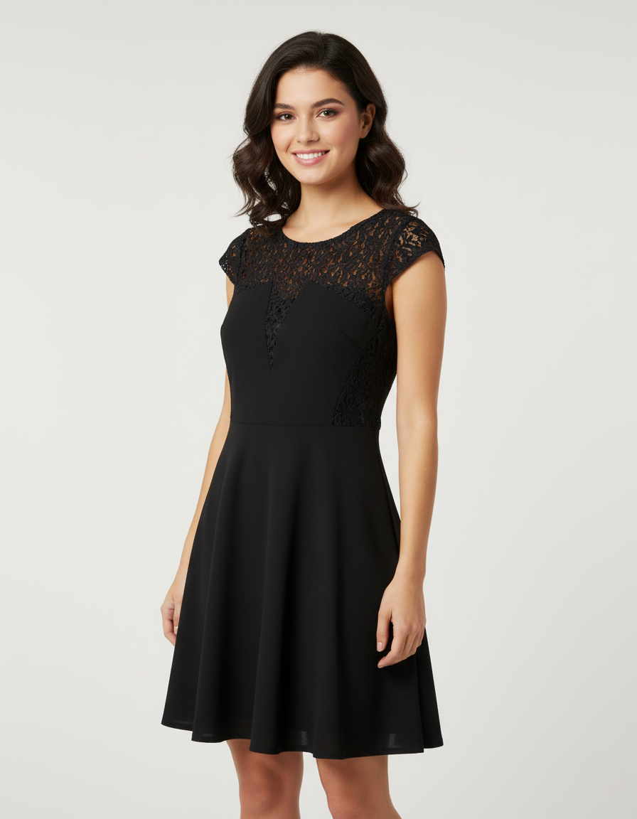 Ukay Find! Vintage Charm Black Lace Cap-Sleeve Dress