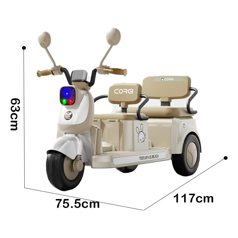 Double Seat Kids Electric Bike for 2-7 Years Old Tricycle Electric Motorcycle