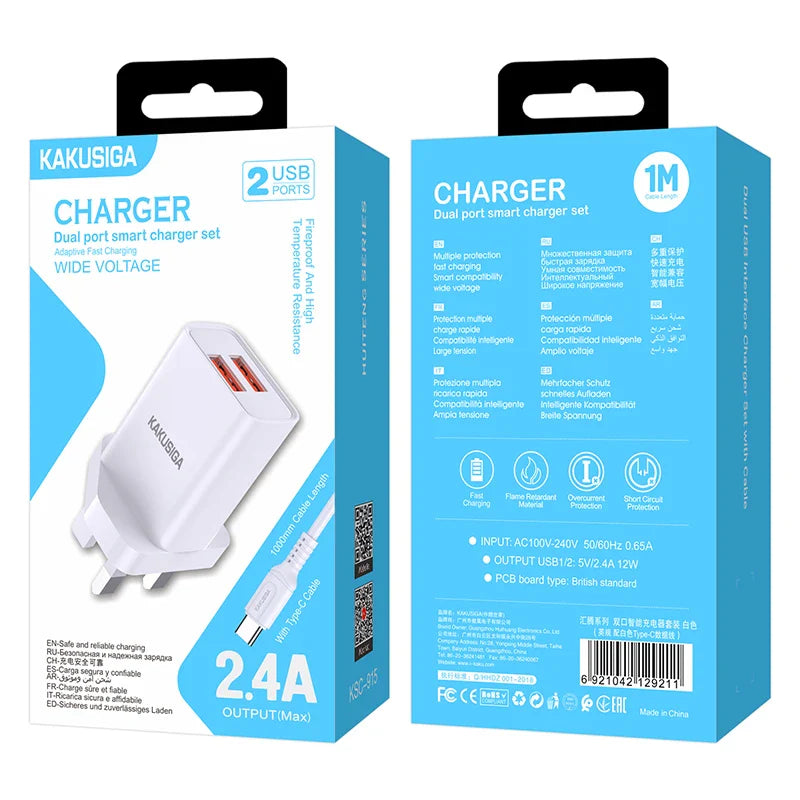 KAKUSIAG KSC-915 Huiteng Series Dual Port Smart Charger Set | Limited stocks available