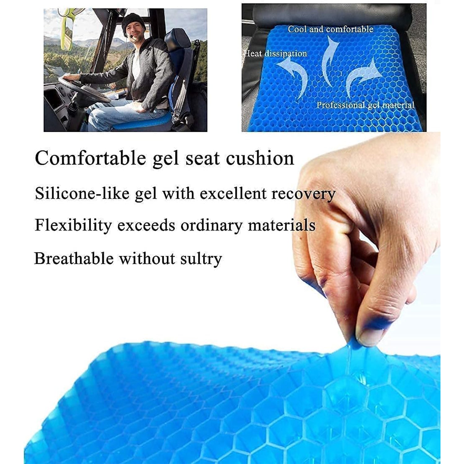 Medical-Grade Gel Seat Cushion with Honeycomb Design-KYAMSTORE