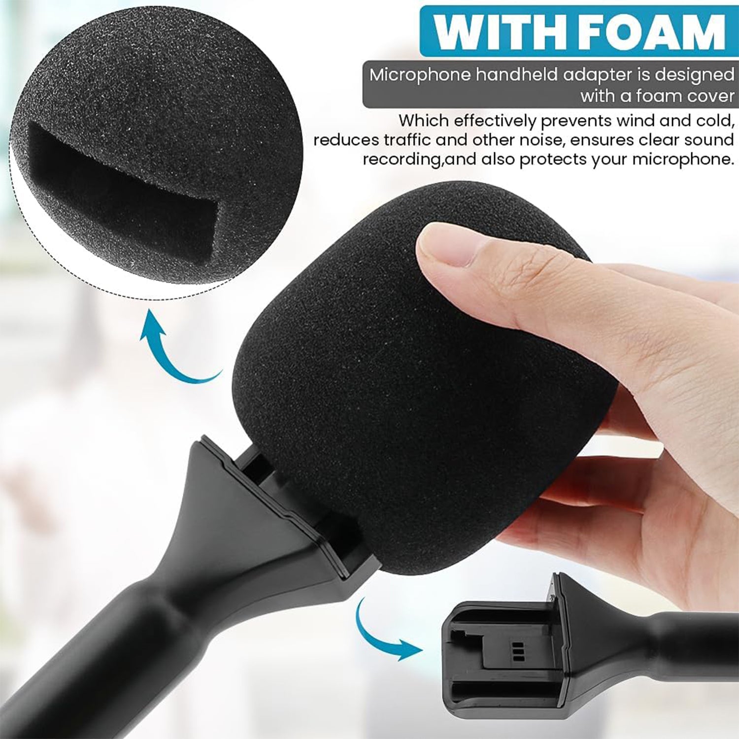 Microphone Handle Mount with Foam Draft Shield-KYAMSTORE