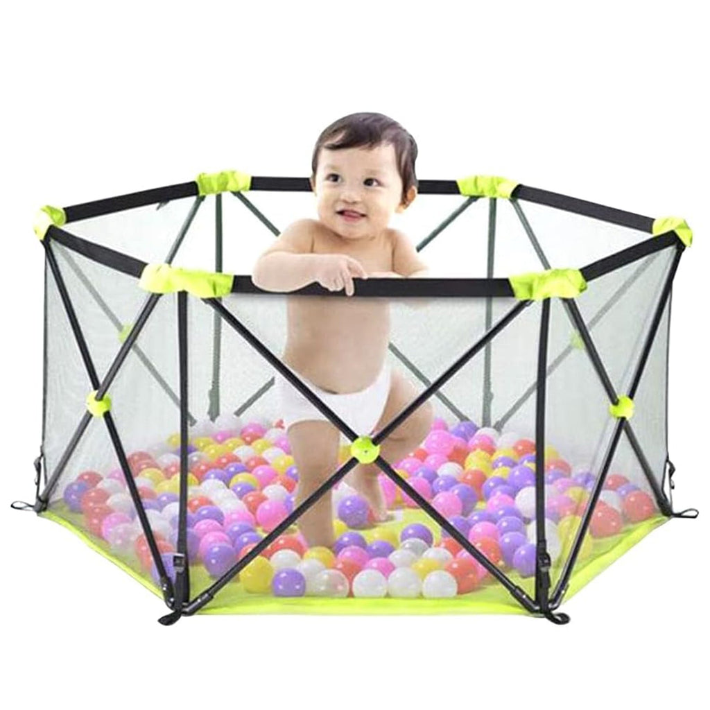 Portable Hexagonal Baby Playpen with Mesh Walls-KYAMSTORE