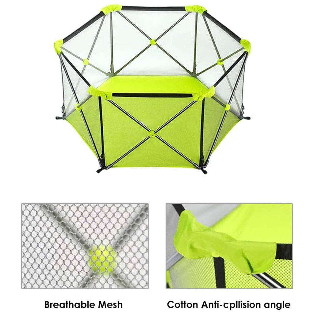 Portable Hexagonal Baby Playpen with Mesh Walls-KYAMSTORE
