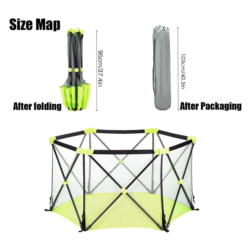 Portable Hexagonal Baby Playpen with Mesh Walls-KYAMSTORE