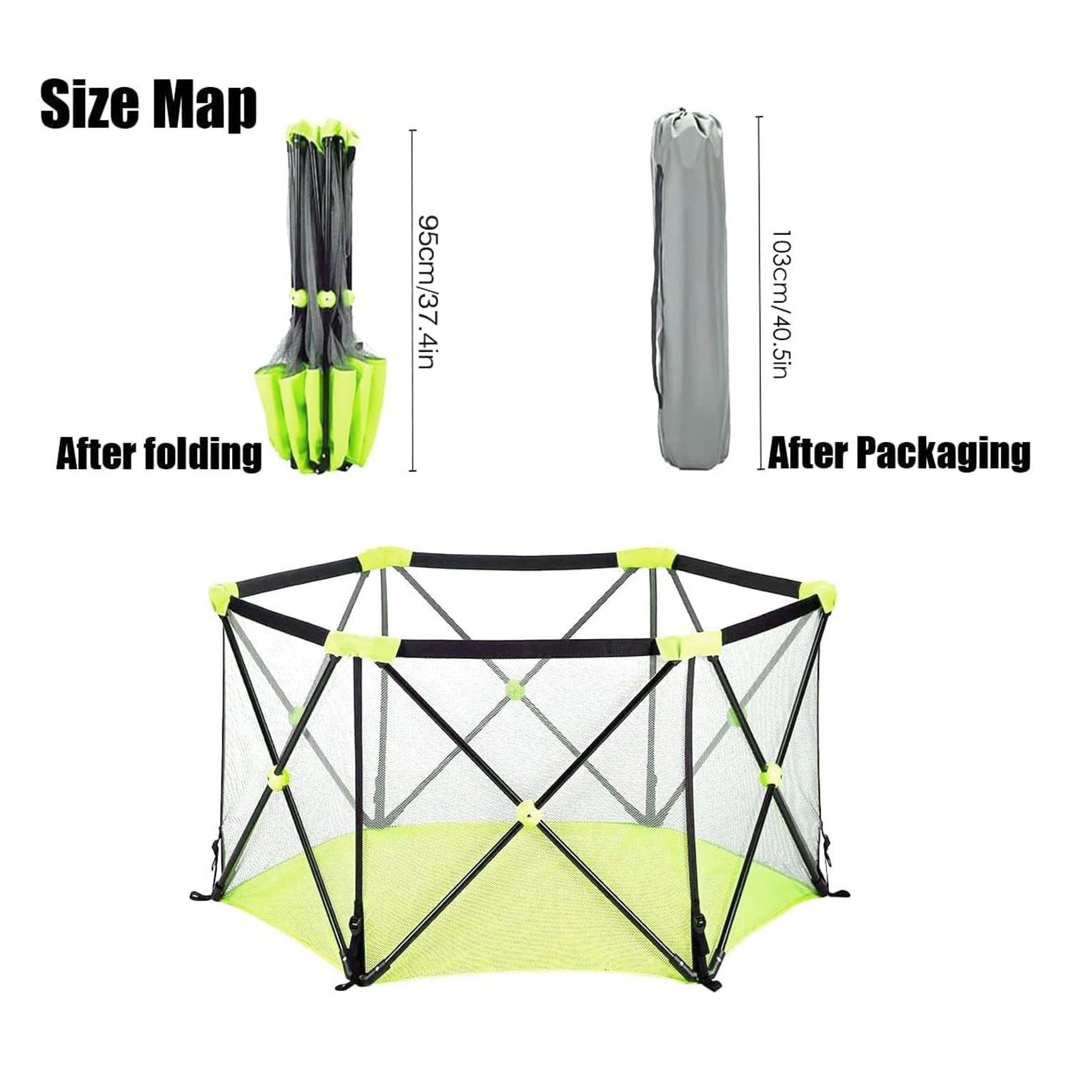 Portable Hexagonal Baby Playpen with Mesh Walls-KYAMSTORE