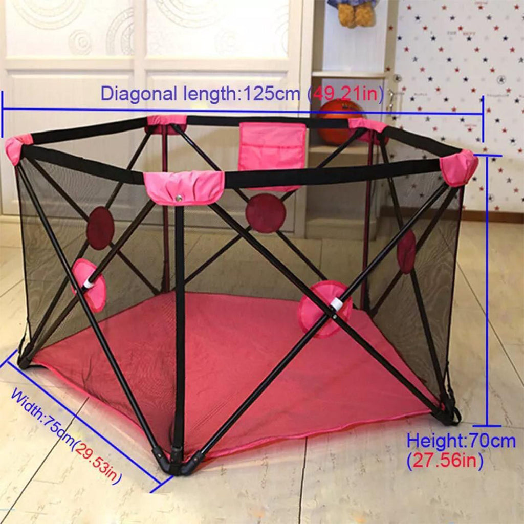 Portable Hexagonal Baby Playpen with Mesh Walls-KYAMSTORE