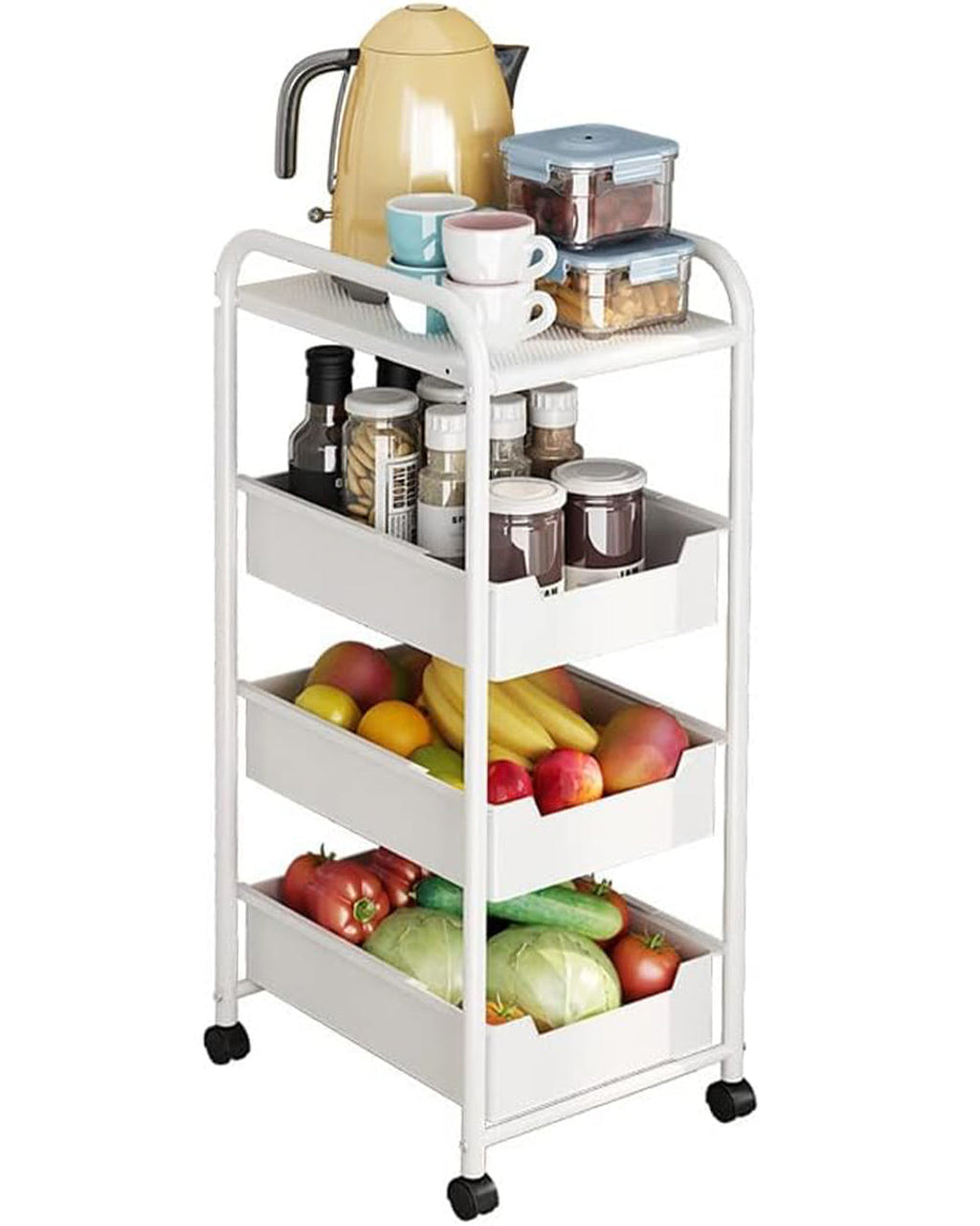 4 Slim Shelves Kitchen trolley-KYAMSTORE