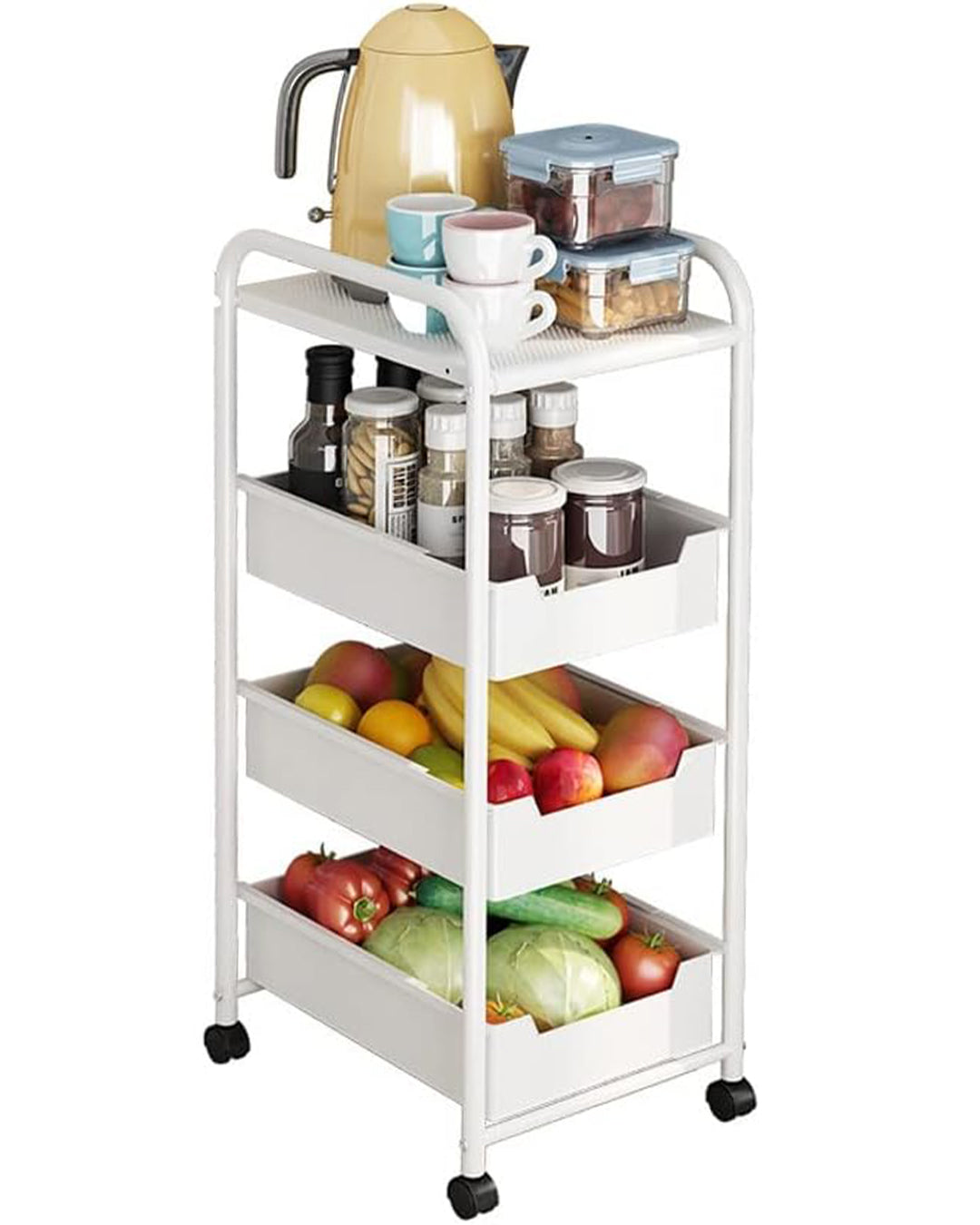 4 Slim Shelves Kitchen trolley-KYAMSTORE