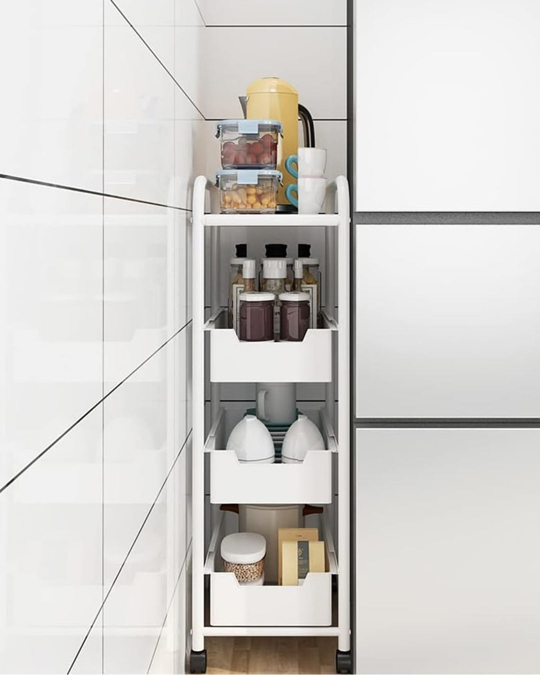 4 Slim Shelves Kitchen trolley-KYAMSTORE