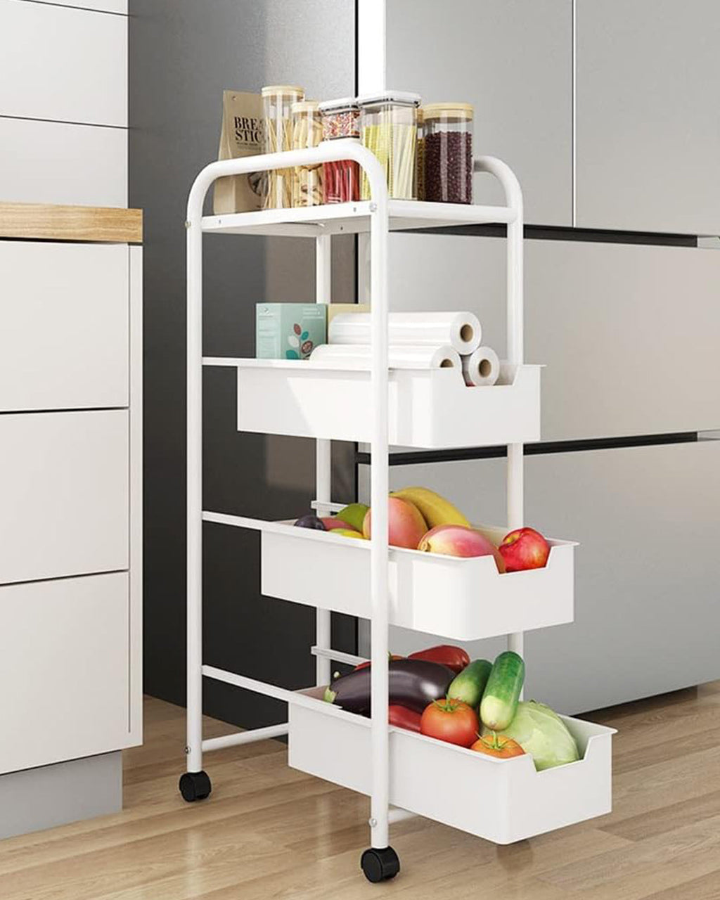 4 Slim Shelves Kitchen trolley-KYAMSTORE