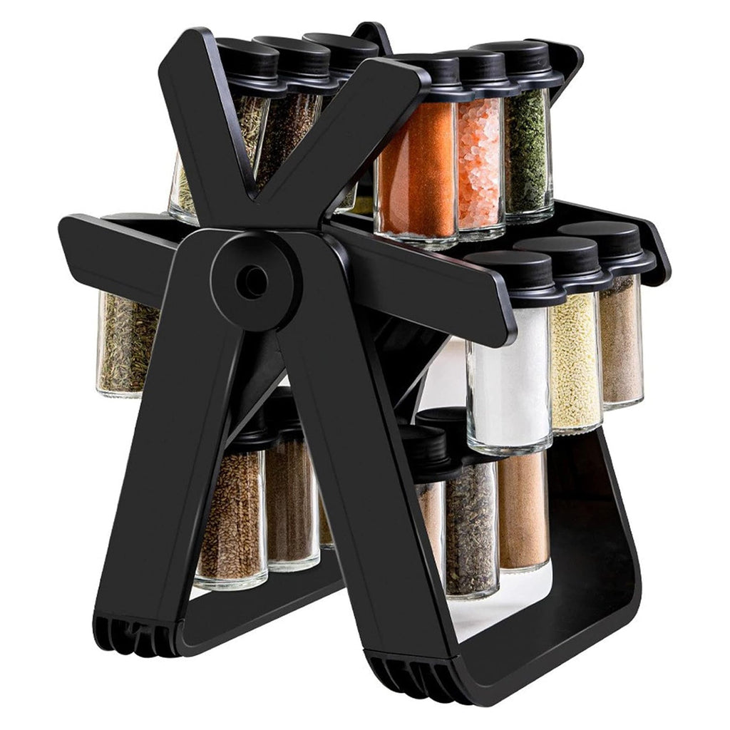 Rotating Ferris Wheel Spice Rack Organizer with 18 Glass Spice Jars-KYAMSTORE