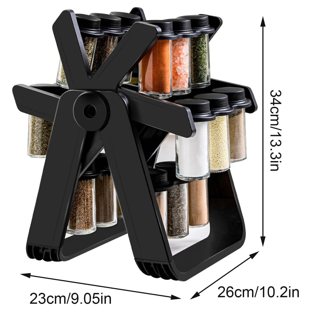 Rotating Ferris Wheel Spice Rack Organizer with 18 Glass Spice Jars-KYAMSTORE
